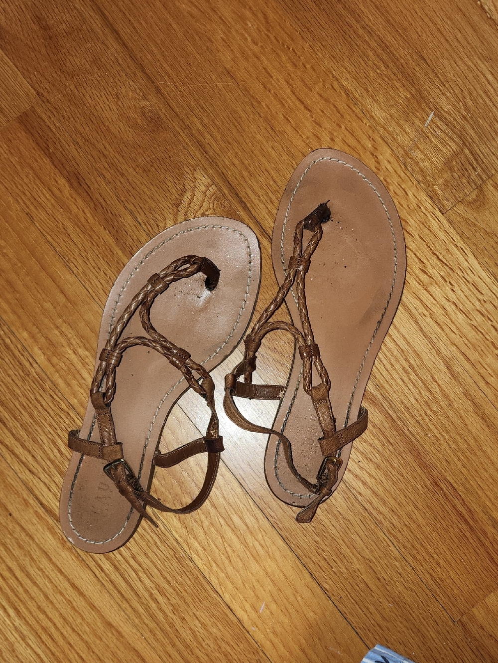 Ralph Lauren Gladiator Brown Braided Leather Sandals